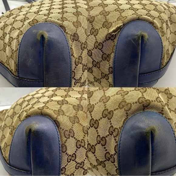 GUCCI beige blue canvas Tote Bag - Picture 7 of 14